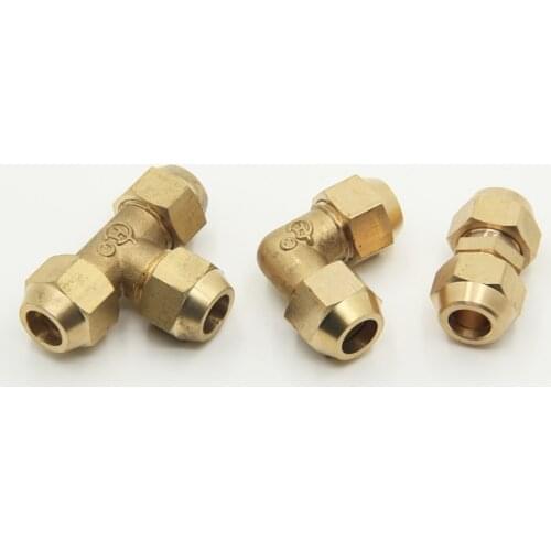 Flared copper pipe fittings Tube OD 6/8/10/12/14/16/19mm Brass Connector Fitting Copper flared fittings