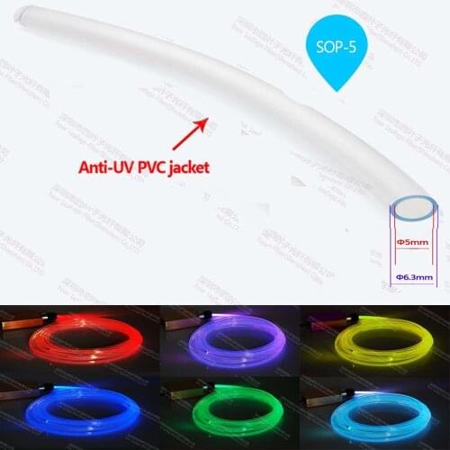 Retails sale 5mm supper brightness anti-uv jacket soft plastic side glow fiber optic fibre light for waterproof light pool decor