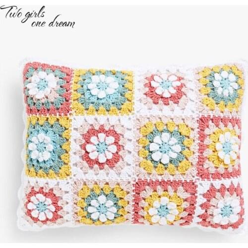 Handmade Crochet Daisy Back Cushions Exported to Korea and America Single Hook Car Waist Pillow Female line With Core 30*40cm