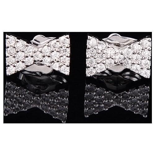 Korean bow Zircon Micro Pave earrings