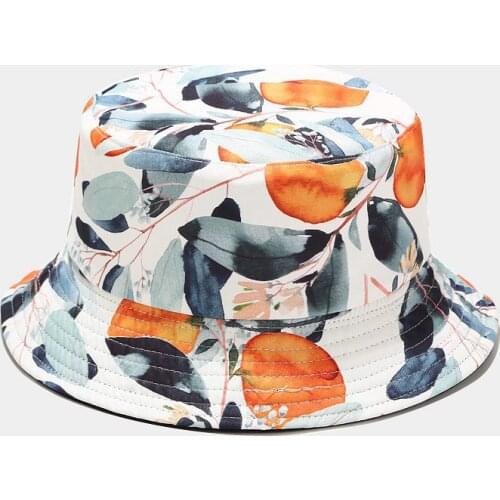 Fisherman Hat Womens Fruit Persimmon Bucket Hat Double-sided Summer Hiking Hat Mens Sun Protection Visor Hat Unisex Panama Cap