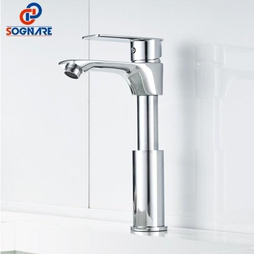 SOGNARE Contemporary Basin Faucet for Bathroom Sink Faucet Cold Hot Water Mixer Water Lift Up and Down Bathroom Swivel Faucet