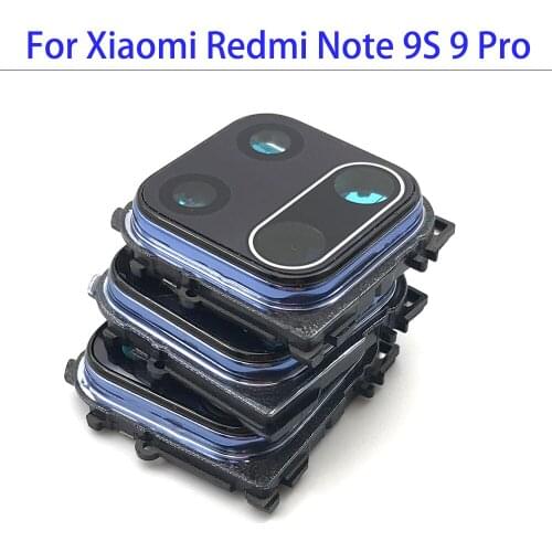 50Pcs/Lots Camera Glass Lens Back Rear Camera Glass Cover With Cover Frame Holder For Xiaomi Redmi Note 9S 9 Pro