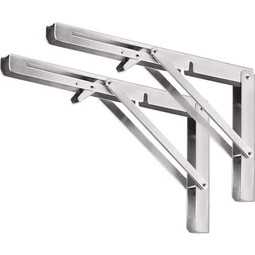 Heavy Duty Folding Shelf Brackets, 2Pcs Stainless Steel Collapsible Shelf Bracket with Mounting Screws for Table Work Bench, Spa