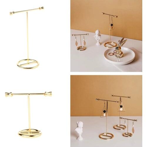 2 Pack Jewelry Display Stand Show Rack Metal Alloy Gold Jewelry Rack for Earrings Necklace Storage