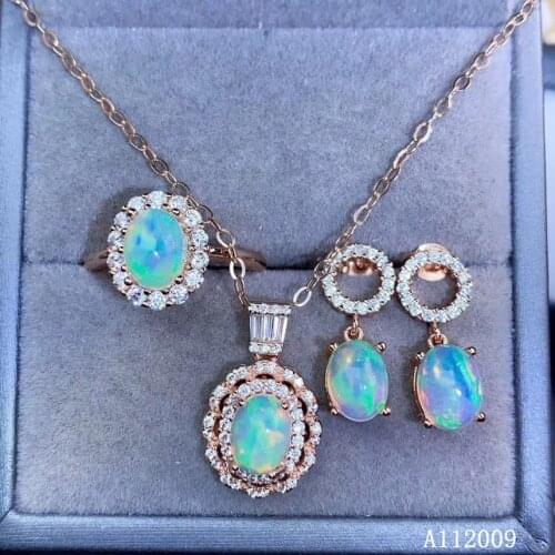 KJJEAXCMY fine jewelry 925 sterling silver natural opal earrings ring pendant necklace noble ladies suit support testing