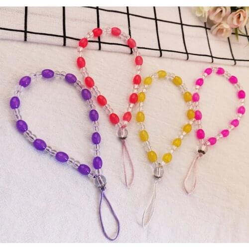 Mobile phone lanyard female crystal beads wrist chain hand-woven and strong suitable for iPhone11 12 mobile phone case pendant
