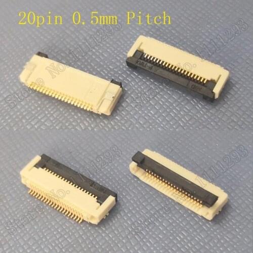 10pcs/lot FPC FFC flat cable connector socket 20pin 0.5mm Pitch for Laptop interface