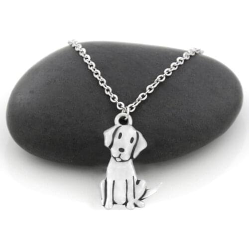 10 Pieces Vintage Labrador & Golden Retriever Dog Pendant Necklaces for Women Girls Stainless Steel Chain Necklace Party Jewelry