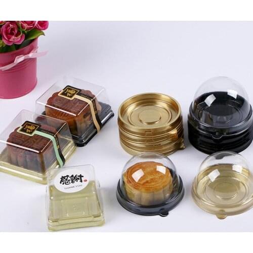 1000Sets Plastic Cake Box Single Individual Moon Cake Tray Boxes 50/80/100g Plastic Mooncake Pvc Box Food Gift Packaging Box SN