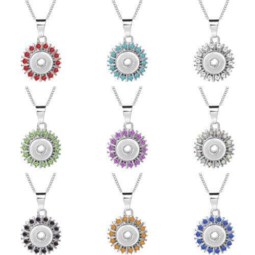 12MM Snap Jewelry DIY Charms Snap Button Pendant Necklace Crystal Snap Buttons Necklaces Fashion Accessories