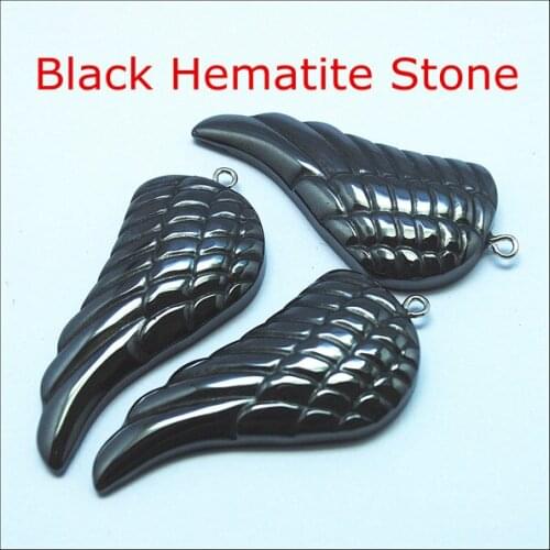 2pcs nature black hematite stone swings pendants jewelry pendants size 46x23mm luxury necklace pendants