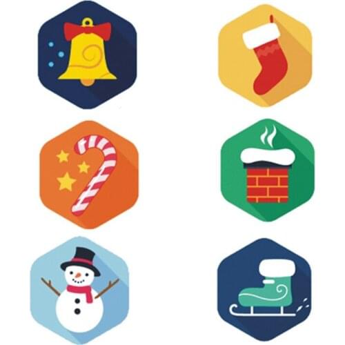 200pcs/roll Christmas Sticker 6 Designs Pattern Cartoon Sticker For Kids Toys Christmas Gift Waterproof Adhesive Labels