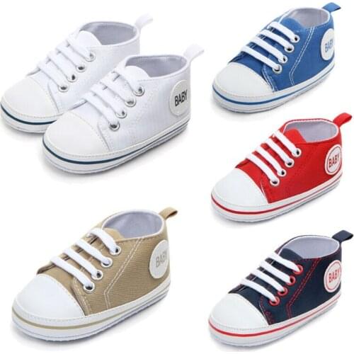 2021 Baby First Walkers Cute Newborn Kid Canvas Sneakers Baby Boy Girl Soft Sole Crib Shoes Toddler Shoes Boy Girl