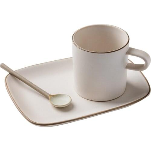 2021 Porcelain Coffee Mug Set Ceramic Tea Cup with Spoon and Tray Set Breakfast Cup andDish Set No Microwave Oven and Dishwasher