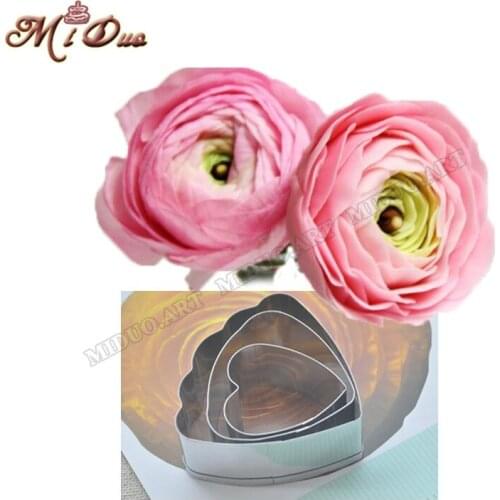 3Pcs/Set European Rose Petal Flower Cutter Fondant Cake Decorating Sugarcraft Steel Cutter Ranunculus Mould Ranuncula Sugar Mold