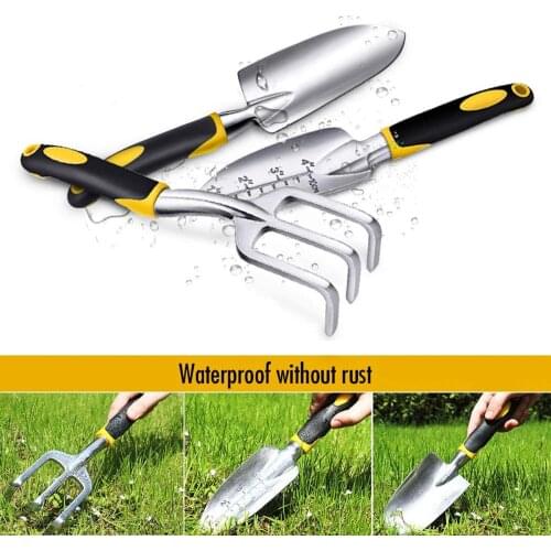 3Pcs Garden Tool Set Fork Hand Trowel Transplant Durable With Hanging Holes Gardening Kit