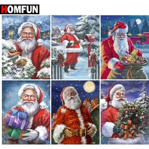 HOMFUN 3D Diamond Painting "Christmas santa gift" DIY Full Rhinestones Drill Cross-stitch Kits Square Round Diamond Embroidery