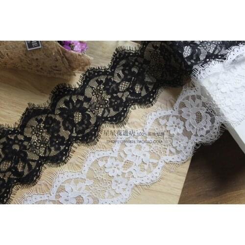 6 M/ Lot Exquisite Jacquard Eyelash Lace Trim Lace Fabric White Black 8CM Handmade DIY Dress Clothing Accessories