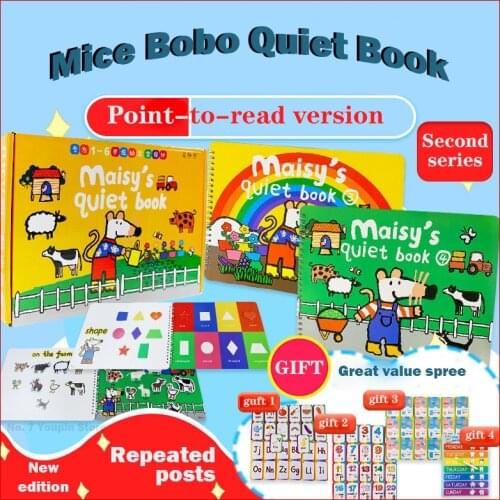 Maisy Mouse Bobo Quiet Book Reading Edition Finished Diy Preschool English Enlightenment Sticker Book Early Education Puzzle