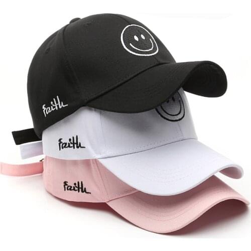 LINJW Summer Baseball Cap Smiley Embroidery Snapback Hats for Men Women Simple Bonnet Caps Fashion Hip Hop Cap Dad Hat