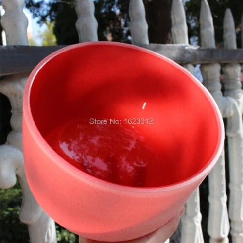 Frosted C Root Chakra Red Color Quartz Crystal Singing Bowl 10 inch with free suede mallet and o-ring