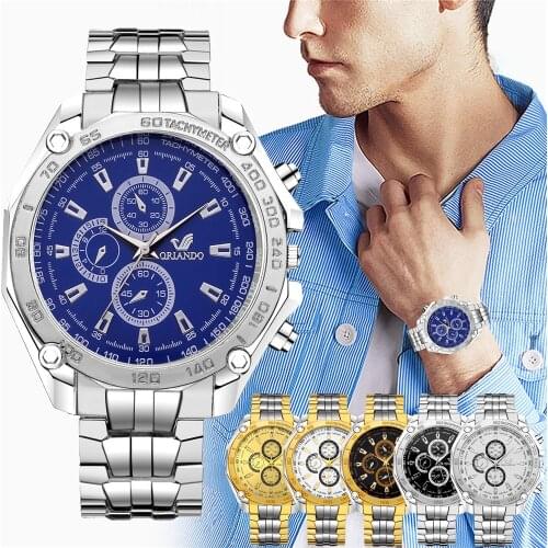 Men Watches Luxury ORLANDO Stainless Steel Quartz Wristwatches Male Gift Clock Relogio Masculino