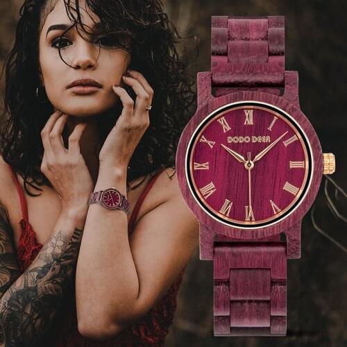 DODO DEER Ladies Watch Real Wood Wristband Wristwatches Women Female With Roman Numerals in Bamboo Box Mothers Day Gift Girl
