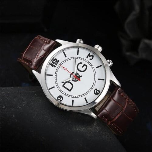 DQG Brand Men Watch High Quality Scale Dial Fashion Quartz Male Wristwatches Cool Clock Leather Strap Gift Reloj Hombre