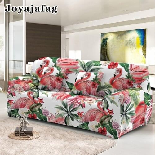 Flamingo Tropical Palm Leaf Stretch Slipcover Slip-resistant Elastic Sofa Cover Washable Full-cover Couch Covers 1/2/3/4 Seater