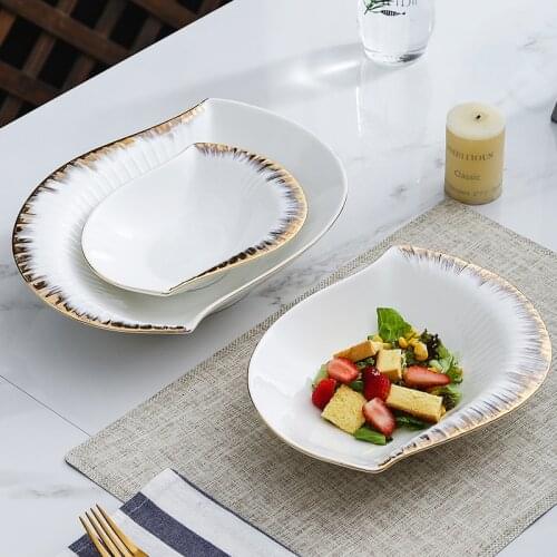 Nordic Conch Ceramic Hotel Restaurant Steamed Fish Plate Modern Simple Home Snack Dessert Noodle Soup Plate Kitchen Tableware
