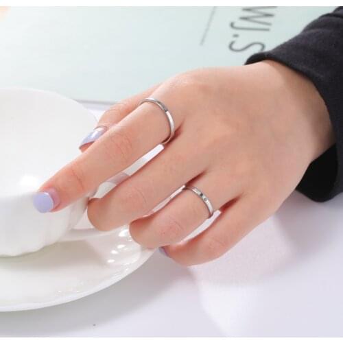 Cooltime Fashion Simple Sun Moon Couple Ring For Women Men Minimalist Silver Color Finger Ring Couple Wedding Engagement Jewelry