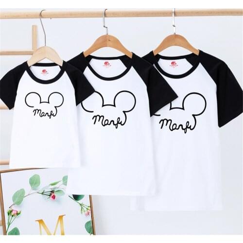Harajuku Kawaii T Shirt Women Disney Mickey Minnie Men Tshirt Funny Cartoon Children T-shirt Cute Anime Famliy Look Top Dropship