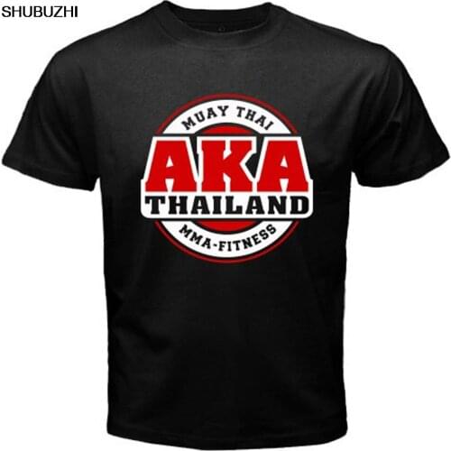 AKA Thailand Gymer Logo Muay Thai Kick Boxinger Mens Black T-Shirt Size S-3XL Tops Tees Printed Men T Shirt