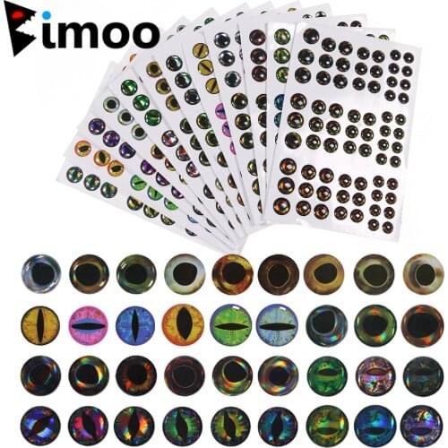 Bimoo 69/183pcs Assorted Holographic 3D Fish Eyes for Fly Tying Streamers Baitfish Wood Plastic Lure Popper DIY Eyes 3mm~10mm