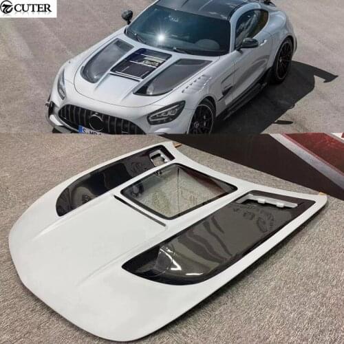 For AMG GT GTR GTS GTC BS style Transparent Carbon Fiber FRP engine hood bonnet for Benz AMG GT car body kit 15-16