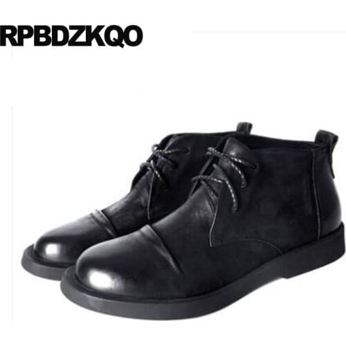 Handmade Chukka Mens Winter Boots Warm Shoes Fall Ankle Oxford Short Fur Full Grain Leather Black Genuine Business Dress Booties