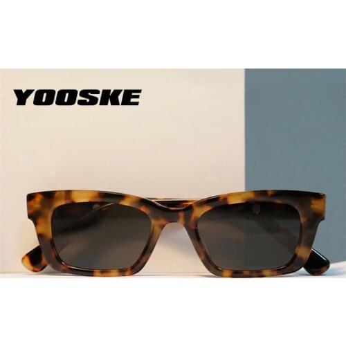 YOOSKE Small Rectangle Sunglasses Women Retro Narrow Vintage Sun Glasses Men Brand Designer Shades Hip-Hop Eyewear UV400