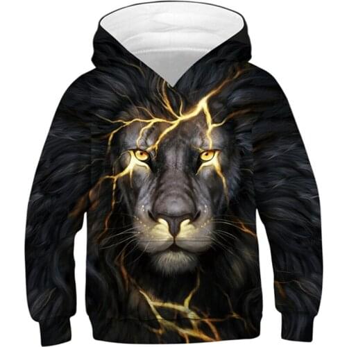 New Fashion Boy/Girl 3d Sweatshirts Print Golden Lightning Lion Hooded Hoodies Children Thin Hoody Tracksuits Kids Pullover Tops