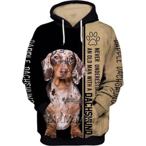 Personality Fashion Animal Dachshund 3D Print Graphic Hoodie Men/Women Streetwear Oversized Sweatshirt Harajuku Tops Pullover-23