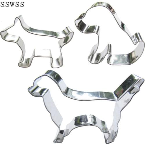 Three Pet Dogs,Dalmatian,Golden Retriever,Akita Dog,Cookie Cutter Baking Molds,Cake Decorating Fondant Tools