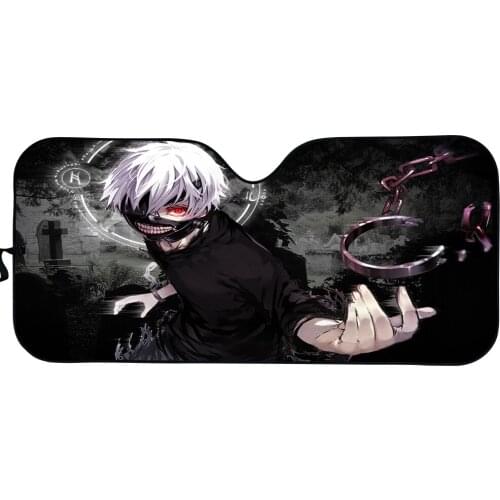 Japan Tokyo Ghoul Anime Print Foldable Car Front Window Sun Shade Protector Cover UV Protected Auto Interior Windshield Sunshade