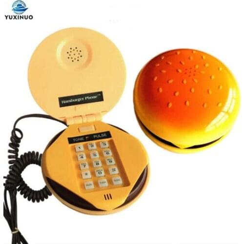 Funny Gadgets Emulational Hamburger Telephone Wire Landline Phone Cheeseburger Phone for Display Home office Hotel Decoration