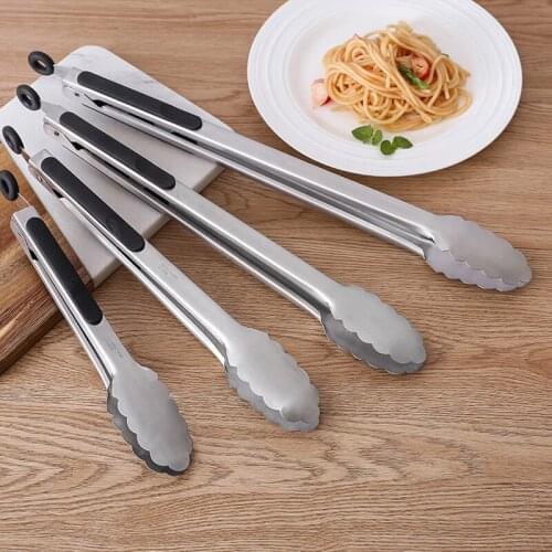 1PC BBQ Grilling Tong Salad Cake Dessert Serving Food Tongs Stainless Steel Barbecue Clips Clamp Baking Food Kitchen Tool