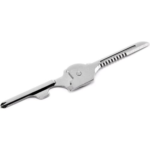 1PC Mini Portable Stainless Steel 6 in1 Multifunction Key Ring Keychain Pendant EDC Tools Outdoor Camping Survival Equipment