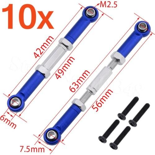 10Pair Aluminum Turnbuckle Rod end Front Rear Servo Link For 1/18 Revel 24540 Scorch Hobbico Dromida BX/MT/SC4.18 Truck