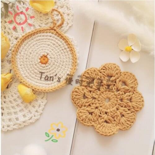 10cm Round Crochet Coaster Placemat Cup Pad Tea Coffee Mat Kitchen Table Decor Hand Hook Knitted Dinnerware Disc Wedding Gift
