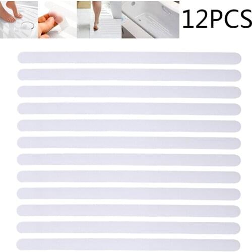 12pcs Anti-Slip Strips Shower Stickers Bath Safety Strips 2*38cm Transparent Non Slip Strips Sticker For Bathtubs Showers Floors
