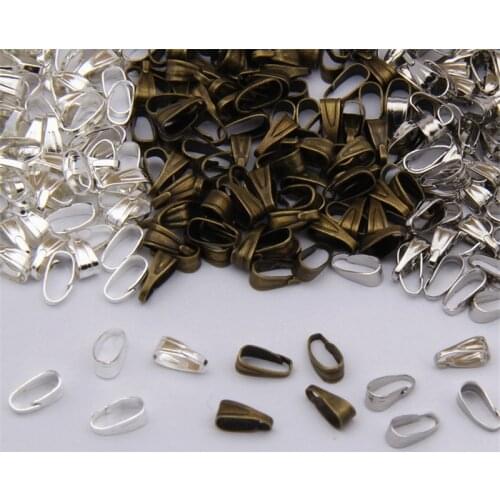 ACLOVEX 200pcs 3*7mm Necklace Pendants Connectors Bails Bead Metal Iron Charms Pendant Clips Clasps for DIY Jewelry Findings
