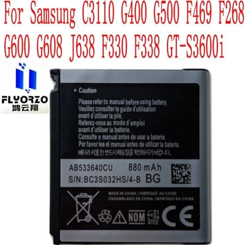 High Quality 880mAh AB533640CU Battery For Samsung C3110 G400 G500 F469 F268 G600 G608 J638 F330 F338 GT-S3600i Mobile Phone